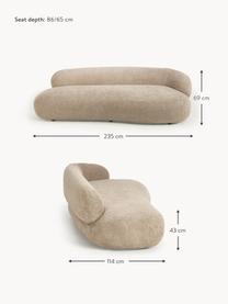 Divano 3 posti in teddy bouclé Alba, Rivestimento: 100% poliestere Il rivest, Struttura: legno massiccio di abete,, Piedini: plastica Questo prodotto , Teddy-bouclé beige, Larg. 235 x Prof. 114 cm, schienale a sinistra