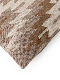 Kissenhülle Dilan mit Ethnomuster in Braun/Beige aus Wolle, 80% Wolle, 20% Baumwolle, Brauntöne, Beige, 45 x 45 cm