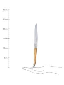 Steakový nůž s dřevěnou rukojetí Jasmine, 6 ks, Stříbrná, světlé dřevo, D 23 cm