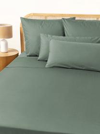 Drap plat en percale de coton Elsie, Vert foncé, larg. 240 x long. 280 cm