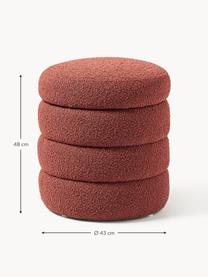 Pouf in bouclé con contenitore Alto, Rivestimento: bouclé (100% poliestere) , Struttura: legno di pino massiccio, , Bouclé rosso ruggine, Ø 43 x Alt. 48 cm