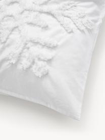 Povlak na polštář z bavlněného perkálu s všívaným motivem sněhových vloček Vida, Bílá, Š 40 cm, D 80 cm