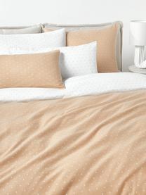 Funda de almohada reversible de franela a lunares Betty, Beige claro, blanco, An 50 x L 70 cm