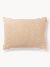 Funda de almohada reversible de franela a lunares Betty, Beige claro, blanco, An 50 x L 70 cm