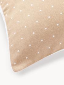 Funda de almohada reversible de franela a lunares Betty, Beige claro, blanco, An 50 x L 70 cm