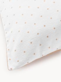 Funda de almohada doble cara de franela a lunares Betty, Beige claro, blanco, An 50 x L 70 cm