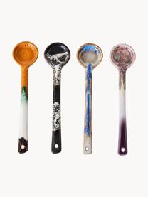 Set di 4 cucchiai dipinti a mano con smalto reattivo 70's, Ceramica, Multicolore, Lung. 13 cm