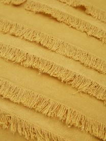 Copricuscino con frange decorative Jessie, 88% cotone, 7% viscosa, 5% lino, Giallo, Larg. 30 x Lung. 50 cm