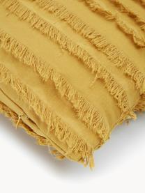 Copricuscino con frange decorative Jessie, 88% cotone, 7% viscosa, 5% lino, Giallo, Larg. 30 x Lung. 50 cm