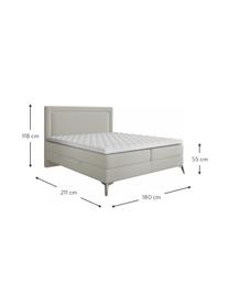 Prémiová sametová boxspring postel  s úložným prostorem Joy, Světle šedá, 140 x 200 cm, stupeň tvrdosti H3