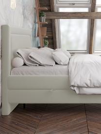 Prémiová zamatová boxspring posteľ s úložným priestorom Joy, Svetlosivá, 140 x 200 cm, tvrdosť H3