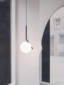 Lámpara de techo pequeña soplada artesanalmente IC Lights, 47 cm, Pantalla: vidrio, Estructura: acero recubierto, Negro mate, blanco, An 24 x Al 47 cm