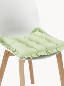 Cuscino sedia con volant Camille, Rivestimento: 60% poliestere, 25% coton, Verde, Larg. 40 x Lung. 40 cm