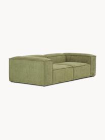 Modulares Sofa Lennon (3-Sitzer) aus Cord, Bezug: Cord (92 % Polyester, 8 %, Gestell: Massives Kiefernholz FSC-, Füße: Kunststoff, Cord Olivgrün, B 238 x T 119 cm