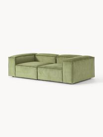 Modulares Sofa Lennon (3-Sitzer) aus Cord, Bezug: Cord (92 % Polyester, 8 %, Gestell: Massives Kiefernholz, Spe, Füße: Kunststoff Dieses Produkt, Cord Olivgrün, B 238 x T 119 cm