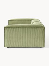 Modulares Sofa Lennon (3-Sitzer) aus Cord, Bezug: Cord (92 % Polyester, 8 %, Gestell: Massives Kiefernholz, Spe, Füße: Kunststoff Dieses Produkt, Cord Olivgrün, B 238 x T 119 cm