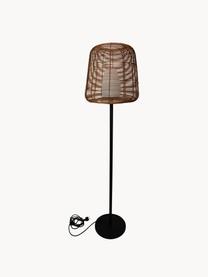 Dimbare outdoor vloerlamp Boheme met stekker, Lampenkap: polyrotan, Lampvoet: gecoat metaal, Diffuser: polyethyleen, Bruin, zwart, Ø 40 x H 154 cm