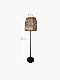 Dimbare outdoor vloerlamp Boheme met stekker, Lampenkap: polyrotan, Lampvoet: gecoat metaal, Diffuser: polyethyleen, Bruin, zwart, Ø 40 x H 154 cm