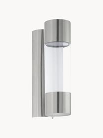 Aplique LED para exterior Robledo, Fijación: acero inoxidable, Pantalla: plástico, Acero inoxidable, transparente, An 8 x Al 26 cm