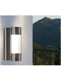 Outdoor LED wandlamp Robledo, Lampenkap: kunststof, Bevestiging: edelstaalkleurig. Lampenkap: edelstaalkleurig, transparant, B 8 x H 26 cm