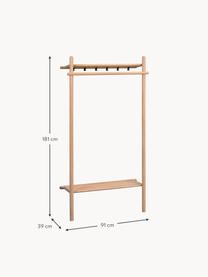 Wandgarderobe Milford aus Eichenholz, Haken: Metall, pulverbeschichtet, Eichenholz, Schwarz, B 91 x H 181 cm