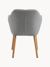 Sillón con patas de madera Emilia, Tapizado: terciopelo de poliéster A, Patas: madera de roble tratada c, Tejido gris claro, patas roble, An 57 x F 59 cm