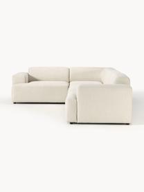 Großes Ecksofa Melva (4-Sitzer), Bezug: 100 % Polyester Der strap, Gestell: Massives Kiefern- und Fic, Füße: Kunststoff Dieses Produkt, Webstoff Off White, B 339 x T 220 cm, Eckteil links