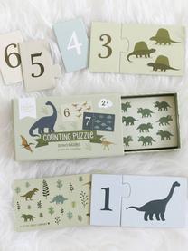 Dřevěné puzzle s čísly Dinosaurs, Karton, Olivová, více barev, Š 17 cm, V 10 cm