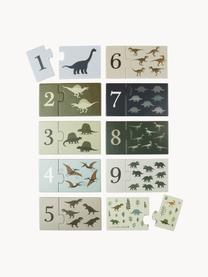 Puzzle per imparare i numeri Dinosaurs, Cartone, Verde oliva, multicolore, Larg. 17 x Alt. 10 cm