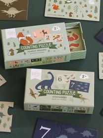 Puzzle Dinosaurs zum Zahlen lernen, Karton, Olivgrün, Bunt, B 17 x H 10 cm