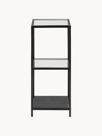 Estantería Seaford, Estructura: metal con pintura en polv, Estantes: vidrio, Negro, transparente, An 35 x Al 83 cm