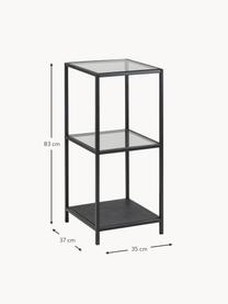 Wandkast Seaford, Frame: gepoedercoat metaal, Zwart, transparant, B 35 x H 83 cm