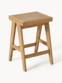 Tabouret de bar en cannage Sissi, Chêne clair, cannage beige clair, larg. 46 x haut. 65 cm