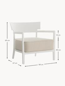 Sillón para exterior Cara, Tapizado: tejido Alta resistencia a, Estructura: policarbonato pintado, Tejido blanco, beige, blanco, An 68 x F 67 cm