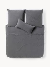 Funda nórdica de percal lavado Debbie, Gris oscuro, Cama 90 cm (155 x 220 cm)