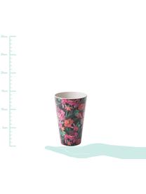 Bambus-Becher Tropical Flower, 55% Bambusfasern, 25% Maisstärke, 15% Melamin, Grüntöne, Fuchsienfarben, Rot, Weiss, Ø 9 x H 13 cm