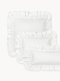 Gewaschener Baumwoll-Kopfkissenbezug Louane mit Rüschen, Webart: Perkal Fadendichte 200 TC, Weiss, B 40 x L 80 cm
