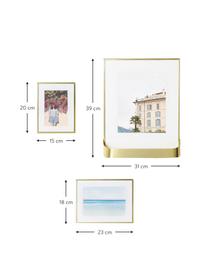 Bilderrahmen-Set Matinee mit Ablage in Gold, 5-tlg., Rahmen: Metall, beschichtet, Front: Glas, Goldfarben, Set mit verschiedenen Grössen