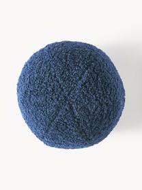 Kulatý plyšový dekorativní polštář Dotty, Tmavě modrá, Ø 30 cm