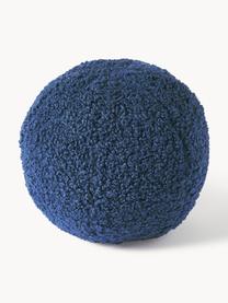Cuscino decorativo rotondo in tessuto teddy Dotty, Rivestimento: 100% poliestere (teddy), Blu scuro, Ø 30