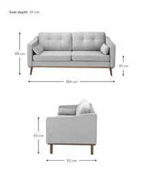 Divano a 2 posti in velluto grigio Alva, Rivestimento: velluto (copertura in pol, Struttura: legno di pino massiccio, Piedini: legno massello di faggio,, Velluto grigio, Larg. 184 x Prof. 92 cm