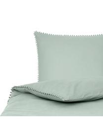 Baumwollperkal-Bettdeckenbezug Bommy mit Pompoms, Webart: Perkal Fadendichte 200 TC, Grün, B 200 x L 210 cm
