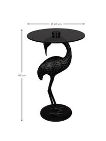 Mesa auxiliar Crane, con tablero de cristal, Tablero: vidrio tintado, Estructura: aluminio con pintura en p, Negro, Ø 40 x Al 63 cm