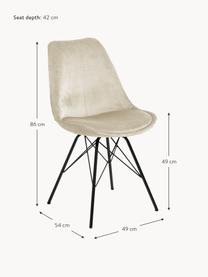 Fluwelen stoelen Eris, 2 stuks, Bekleding: polyester fluweel, Poten: gepoedercoat metaal, Fluweel beige, B 49 x D 54 cm