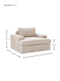 Poltrona con rivestimento sfoderabile Russell, Rivestimento: 100% cotone Con 50.000 ci, Struttura: legno di pino massiccio c, Gambe: plastica, Tessuto beige, Larg. 103 x Prof. 112 cm