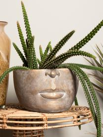 Plantenpot Golden Face van beton, Beton, Goudkleurig met antieke afwerking, 23 x 14 cm