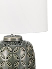 Keramische tafellamp Glowing Bloom, Lampenkap: stof, Lampvoet: keramiek, Grijs, wit, Ø 25 x H 40 cm