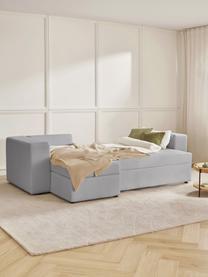 Divano letto 3 posti con contenitore Noah, Rivestimento: poliestere Con 115.000 ci, Struttura: legno massiccio di faggio, Piedini: plastica, Tessuto grigio chiaro, Larg. 269 x Prof. 160 cm, chaise-longue a sinistra