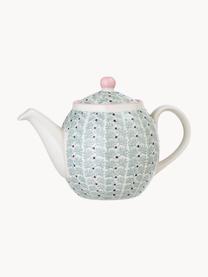 Théière anglaise peinte à la main Maya, 1,2 l, Grès cérame, Blanc crème, vert, lilas, rose, 1,2 L