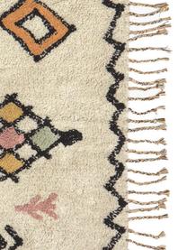Teppich Bereber mit Ethno-Muster und Fransen, 100% Baumwolle, Cremefarben, Mehrfarbig, B 90 x L 150 cm (Größe XS)